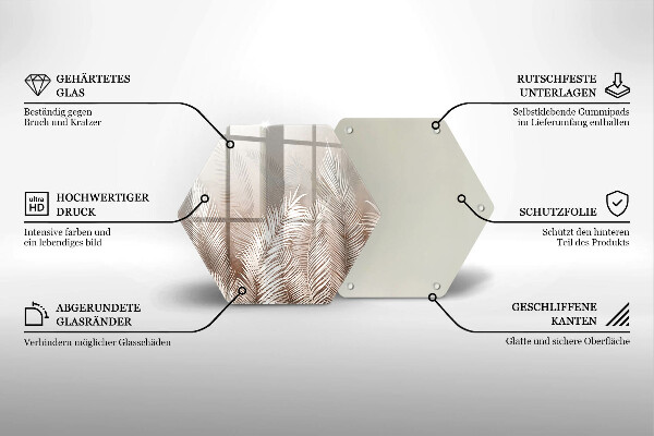 Tocător sticlă Frunze de vegetație boho