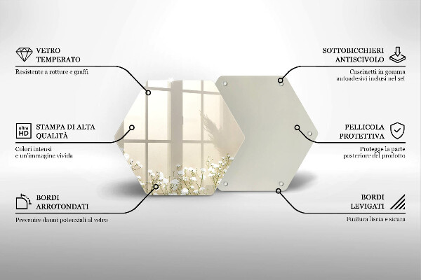 Tocător sticlă Flori boho din ipsos