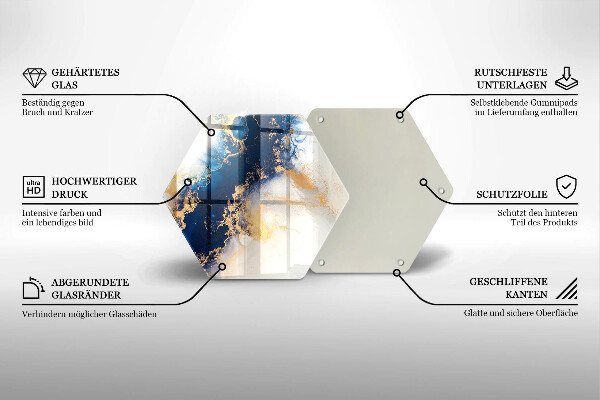 Tocător sticlă Abstracție cu albastru