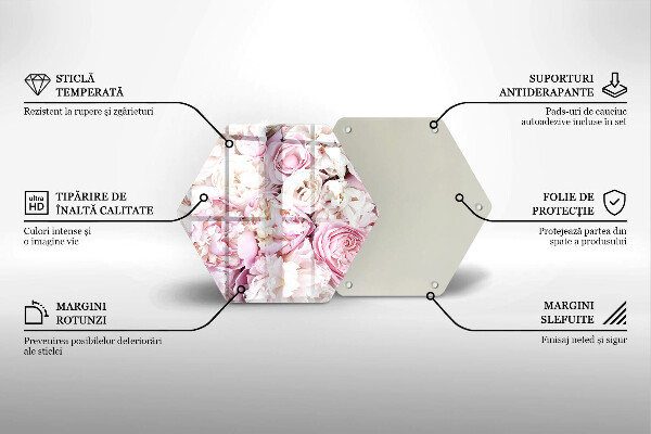 Tocător sticlă Buchet de bujor