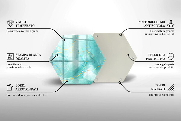 Tocător sticlă Abstracția albastră și aurie