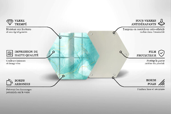 Tocător sticlă Abstracția albastră și aurie