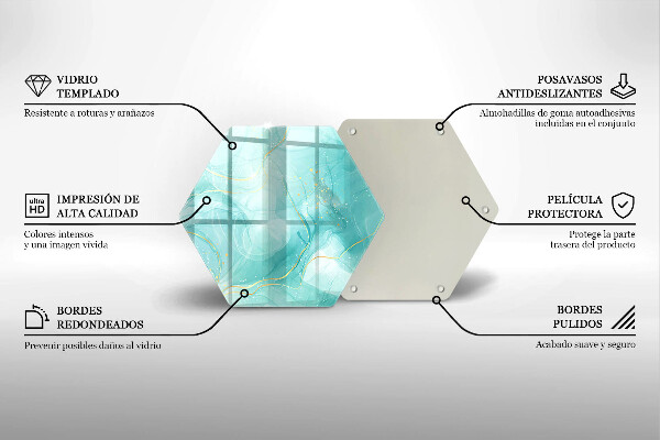 Tocător sticlă Abstracția albastră și aurie