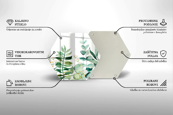 Tocător sticlă Ilustrație cu frunze de plante