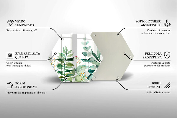 Tocător sticlă Ilustrație cu frunze de plante