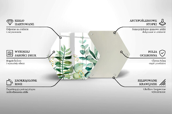 Tocător sticlă Ilustrație cu frunze de plante