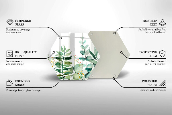 Tocător sticlă Ilustrație cu frunze de plante