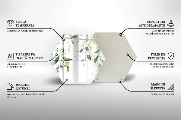 Tocător sticlă Acuarelă frunze