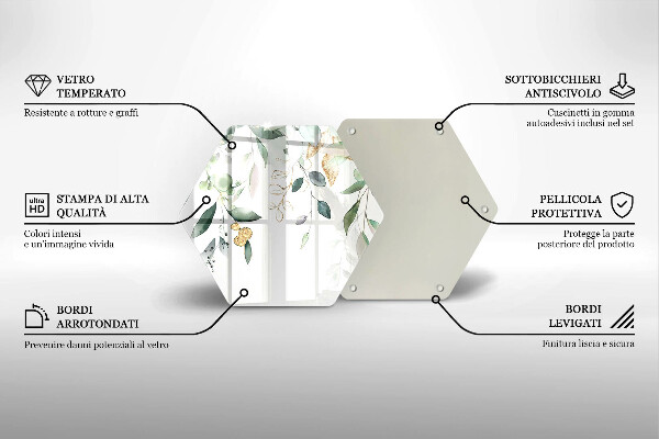 Tocător sticlă Acuarelă frunze