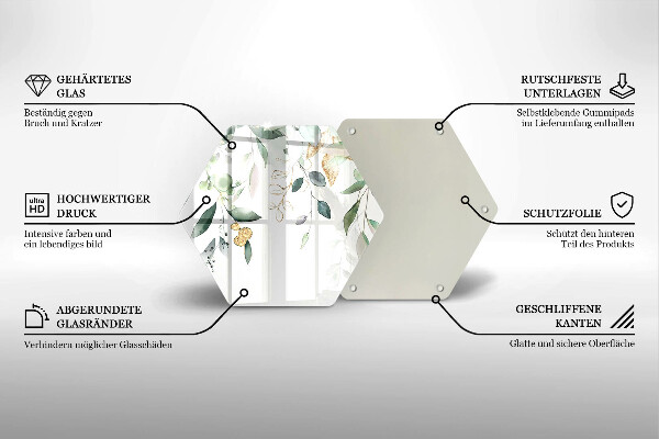 Tocător sticlă Acuarelă frunze