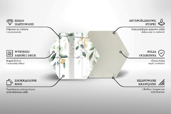 Tocător sticlă Acuarelă frunze