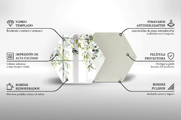 Tocător sticlă Frunze și flori decorative