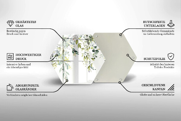 Tocător sticlă Frunze și flori decorative