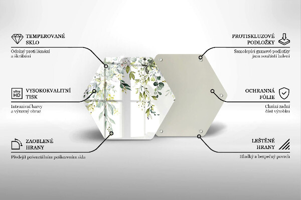 Tocător sticlă Frunze și flori decorative