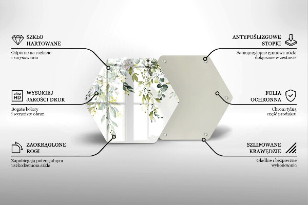 Tocător sticlă Frunze și flori decorative