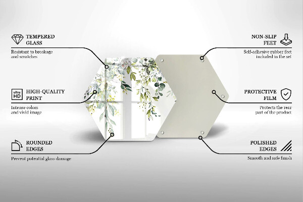 Tocător sticlă Frunze și flori decorative