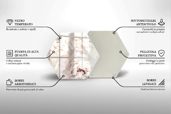 Tocător sticlă Bujori pastel
