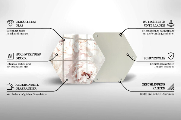 Tocător sticlă Bujori pastel