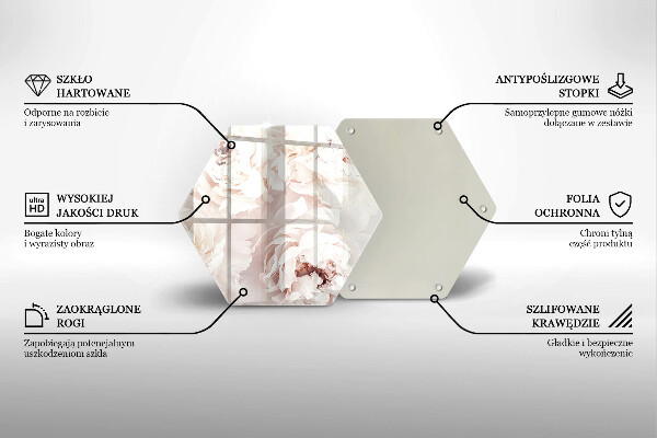 Tocător sticlă Bujori pastel