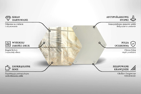Tocător sticlă Frunze de palmier și nisip