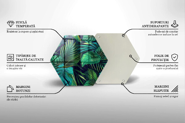 Tocător sticlă Ilustrație cu frunzele junglei