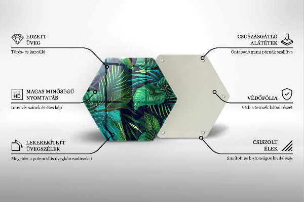 Tocător sticlă Ilustrație cu frunzele junglei