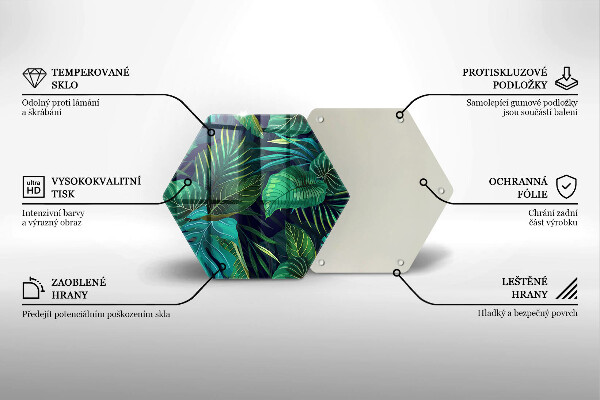 Tocător sticlă Ilustrație cu frunzele junglei