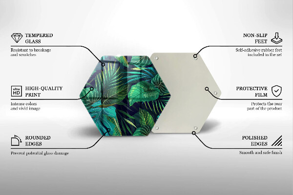 Tocător sticlă Ilustrație cu frunzele junglei