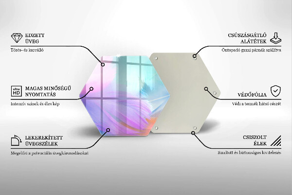 Tocător sticlă Pene pastelate