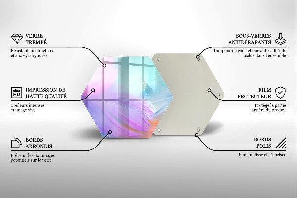 Tocător sticlă Pene pastelate