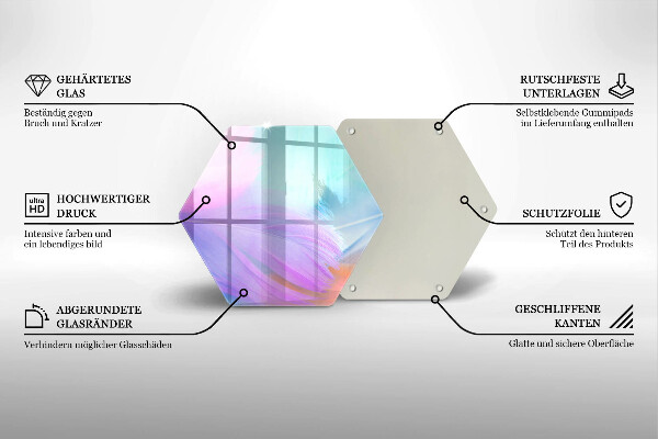 Tocător sticlă Pene pastelate