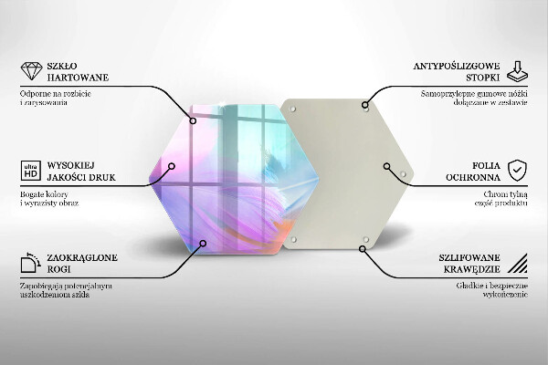 Tocător sticlă Pene pastelate