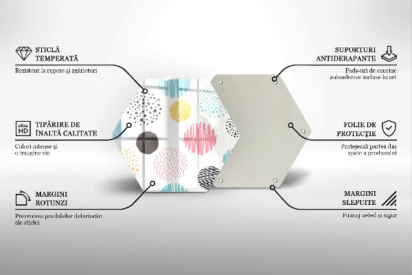 Tocător sticlă Forme pictate