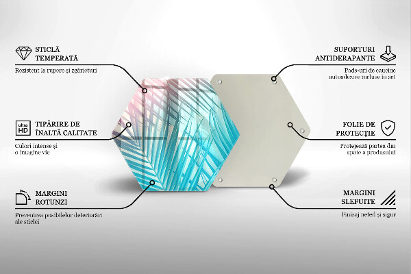 Tocător sticlă Frunze pastelate