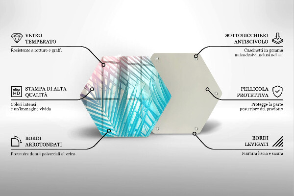 Tocător sticlă Frunze pastelate