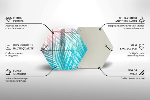 Tocător sticlă Frunze pastelate