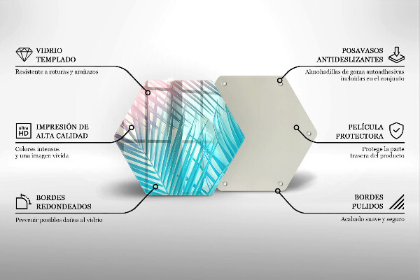 Tocător sticlă Frunze pastelate