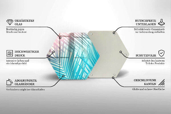 Tocător sticlă Frunze pastelate