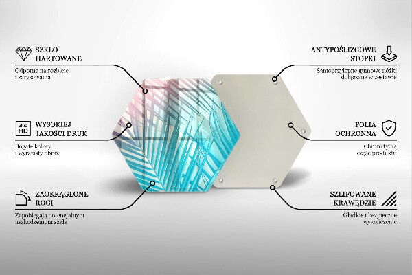 Tocător sticlă Frunze pastelate