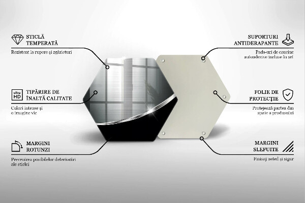 Tocător sticlă Abstracție cu metal