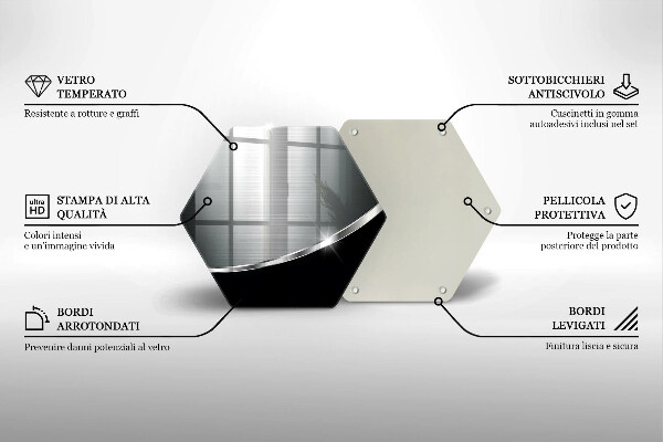 Tocător sticlă Abstracție cu metal