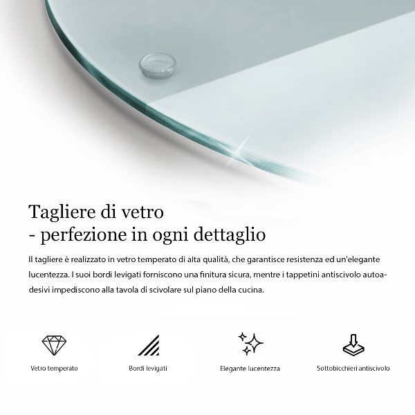 Tocător sticlă transparente 40 cm