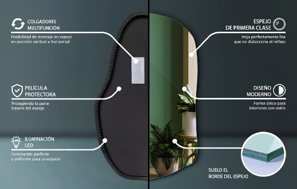 Oglinda forma neregulata led modern 80x52 cm
