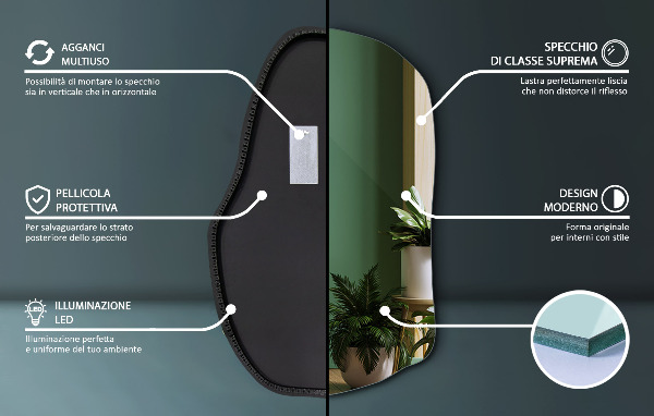 Oglinda forma neregulata led modern 80x52 cm