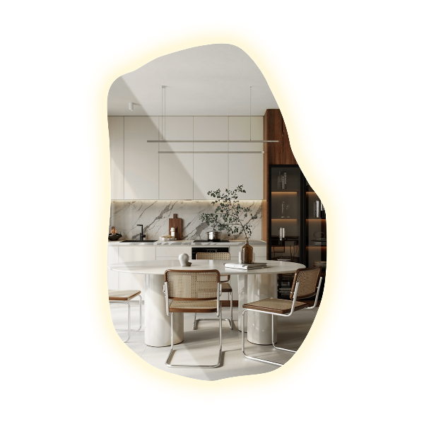 Oglinda forma neregulata led modern 80x52 cm