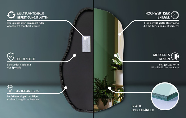 Oglindă organică cu led la modă 90x59 cm