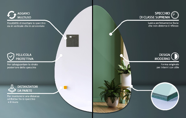 Oglindă ovoidă 50x70 cm