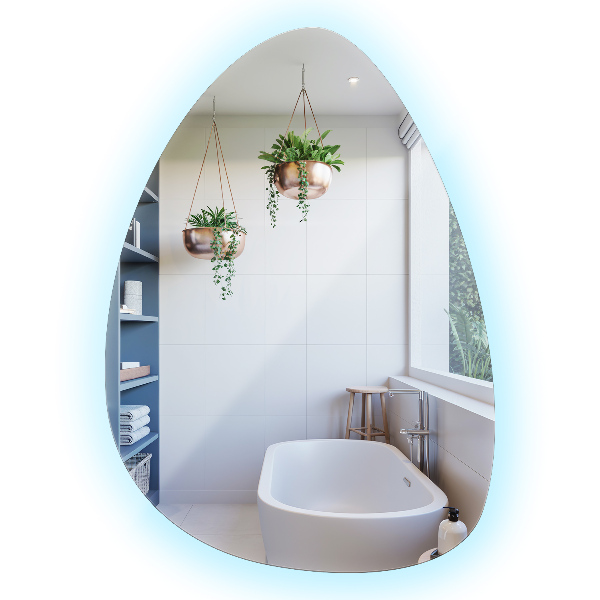 Oglindă ovală cu iluminare LED 57x80 cm