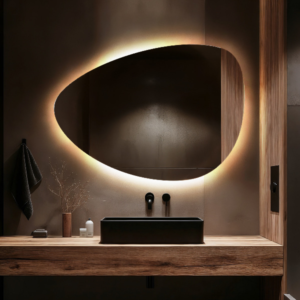 Oglindă ovală cu iluminare LED 57x80 cm