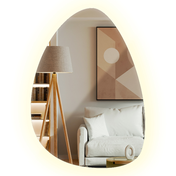 Oglindă LED în formă de ou 64x90 cm